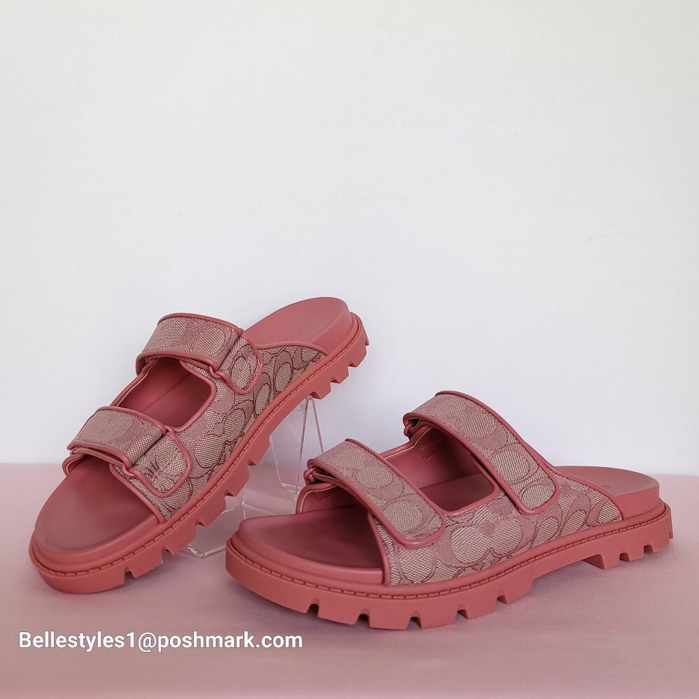 COACH Two-Band Sport Slide In Signature Jacquard- Women’s Size 9B- True Pink ⭐ - Picture 7 of 16